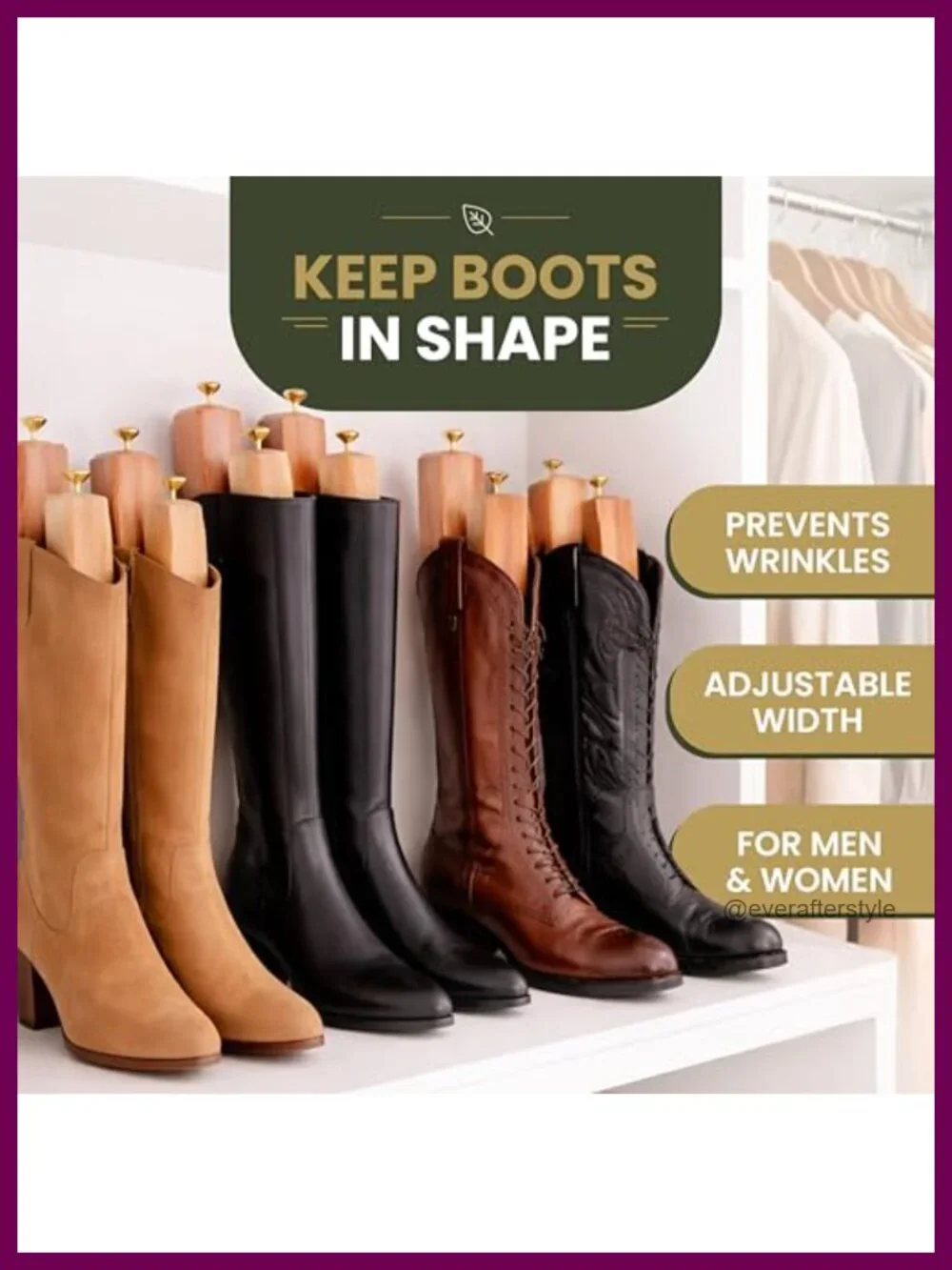Natural Cedar Boot Shapers for Tall Boots, Shaft Support & Calf Stretcher